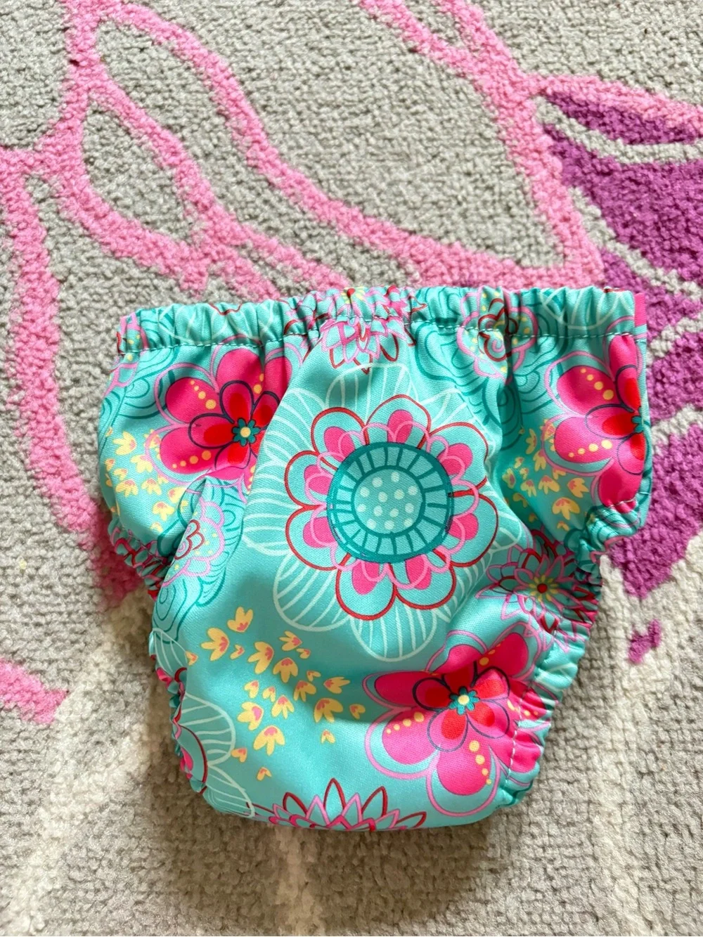 Charlie Banana Flower Print “Floriana” Swim Diaper with Snaps 16-28 lbs